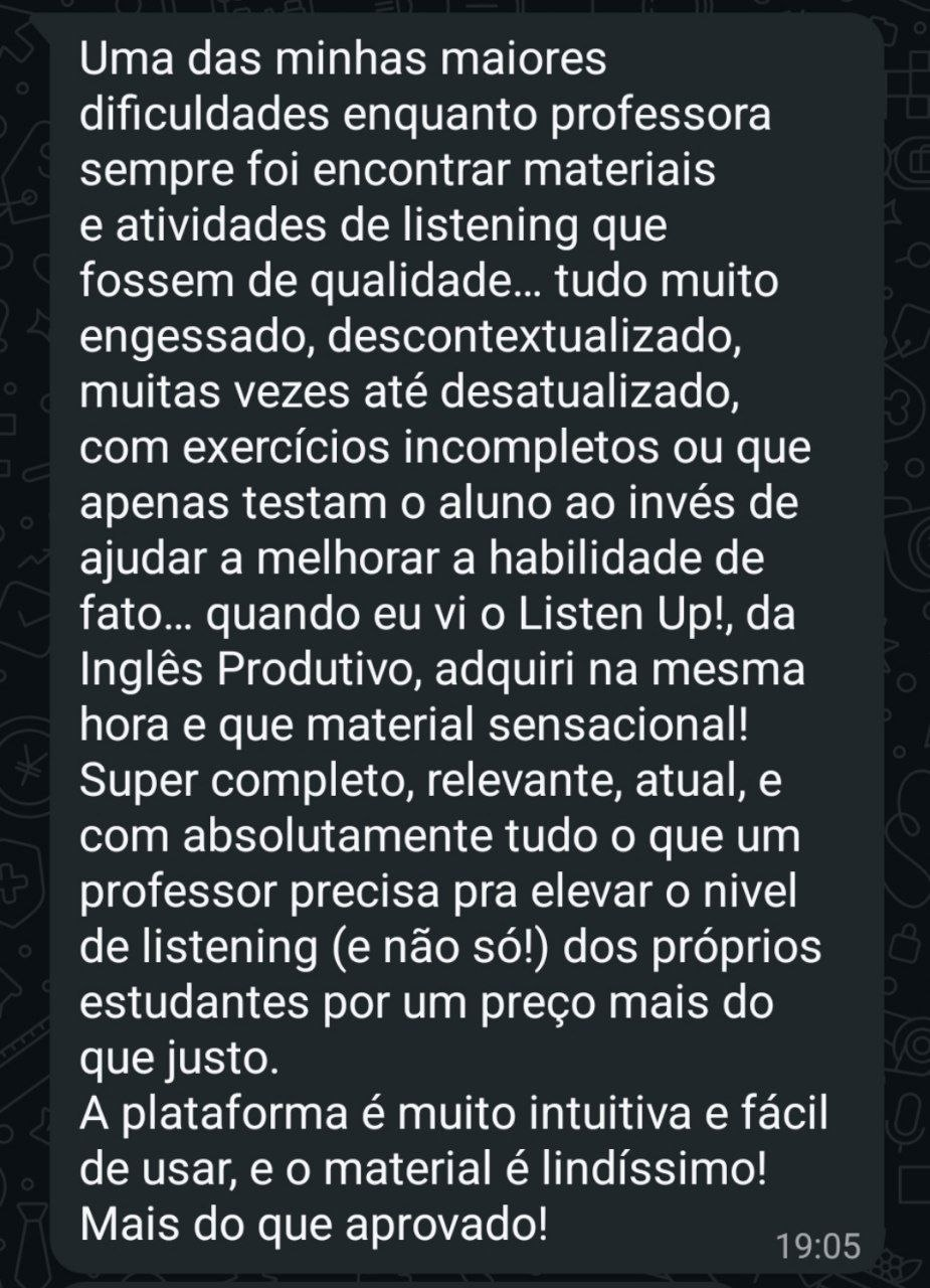 Feedback de Professora — depoimento completo sobre o Listen Up!